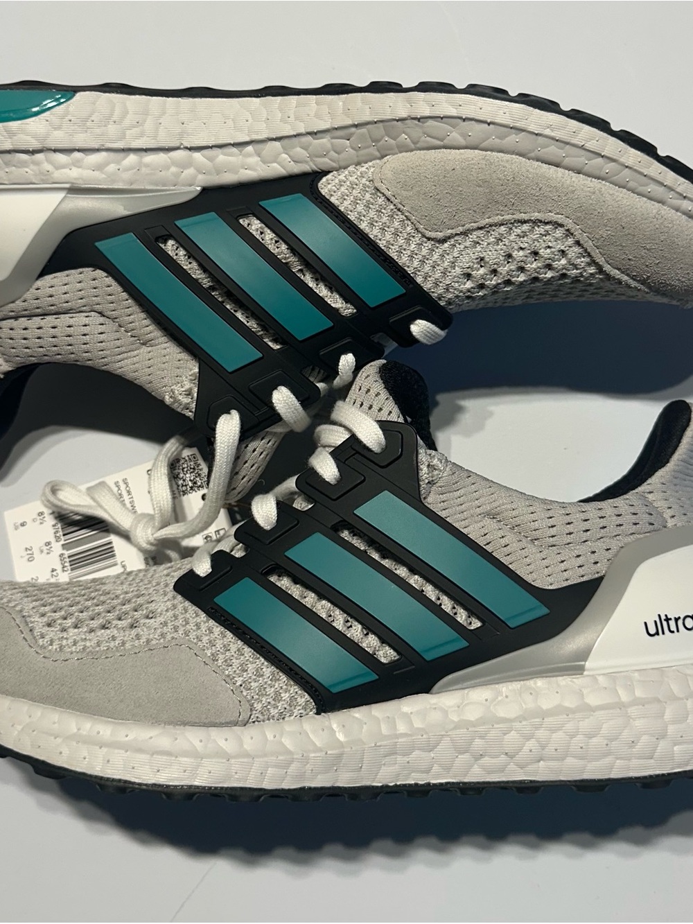 Adidas Ultraboost 1.0 Running Shoes Mens Size 9 White Pure Teal HQ0823